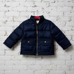 Janie And Jack Boys Kids Navy Blue Puffer Jacket Toddler 2T texture